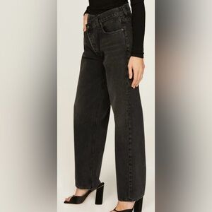 Agolde 100% Organic Cotton Criss Cross Straight black denim Jeans Women